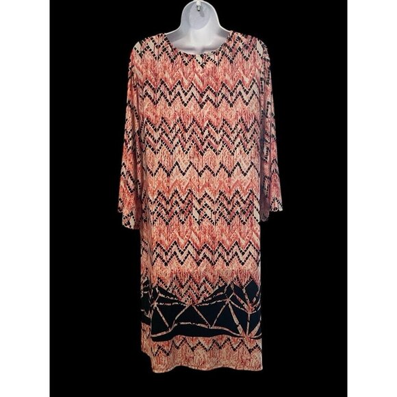 True Envy Womens Geo Print Dress Size 20W Multicolor Metal Collar Accent - Picture 7 of 10